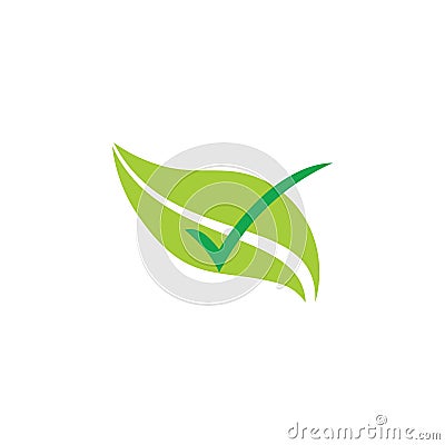 Leaf check mark organic food symbol vector Vector Illustration