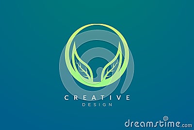 Leaf and circle combination logo design Vector Illustration