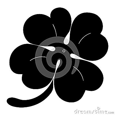 Leaf clover sign icon. Saint Patrick symbol. Ecology concept. Flat design style. Black. Stock Photo