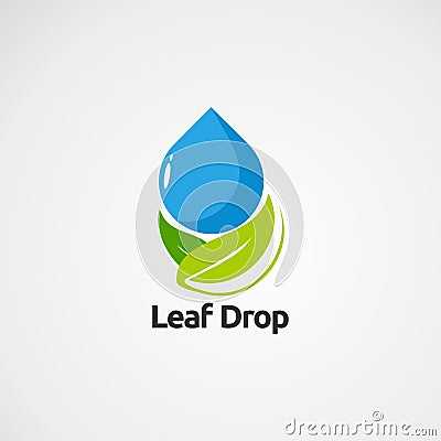 Leaf drop with clean concept logo vector, icon, element, and template for company Vector Illustration