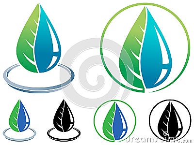 Leaf and drop logo Vector Illustration