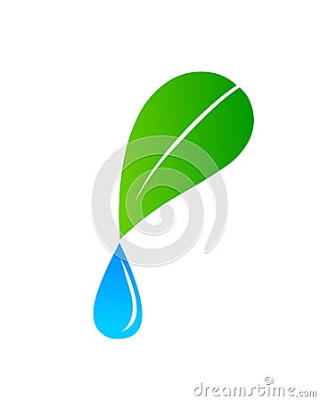 Leaf and drop logo icon. Vector Illustration