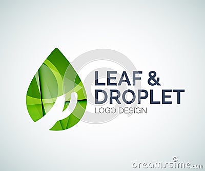 Leaf and droplet logo made of color pieces Vector Illustration