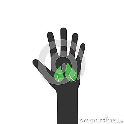Leaf, Eco friendly hands icon. Vector illustration, flat design Cartoon Illustration