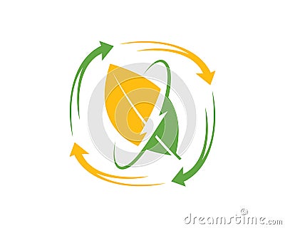 leaf electric arrow smart energy logo Vector Illustration