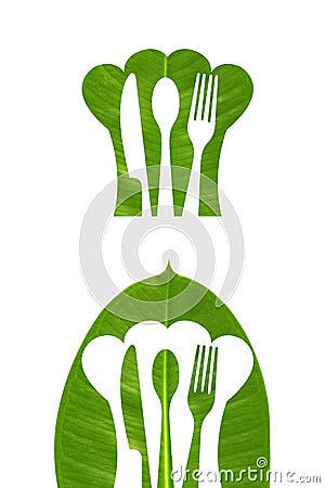 leaf emboss kitchen logo Stock Photo