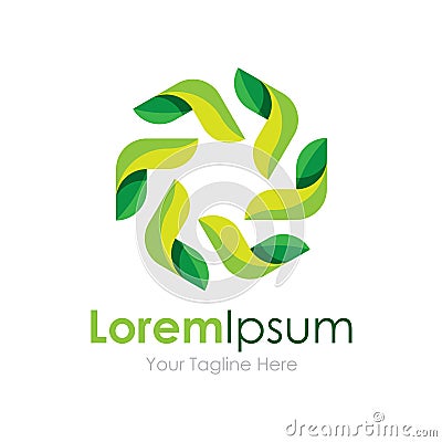 Leaf grean circle harmony element icon logo for business Stock Photo