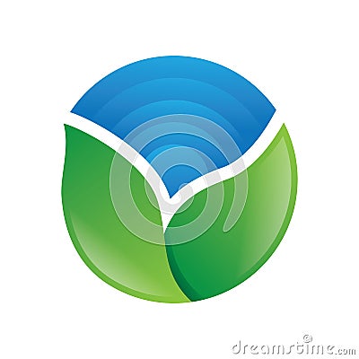 Leaf Green Sky Blue Green Logo Vector Vector Illustration