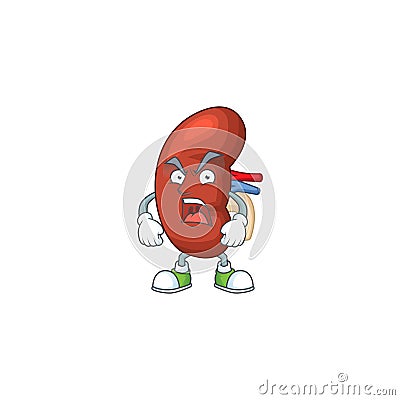 Leaf human kidney cartoon character design with mad face Vector Illustration