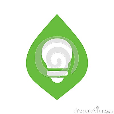 Leaf and lightbulb logo icon design, eco lamp symbol, green lights sign - Vector Vector Illustration