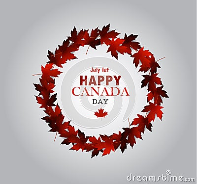 Leaf line Canada Day card in vector Vector Illustration