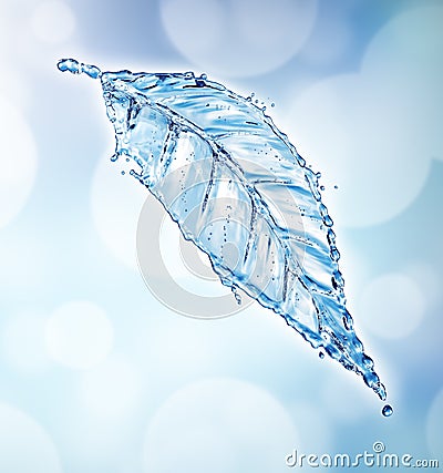 Leaf made of water splash Stock Photo