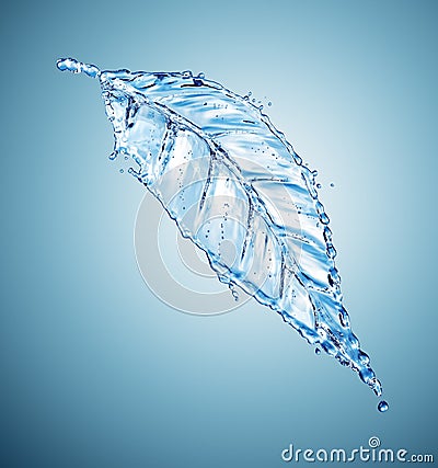Leaf made of water splash Stock Photo