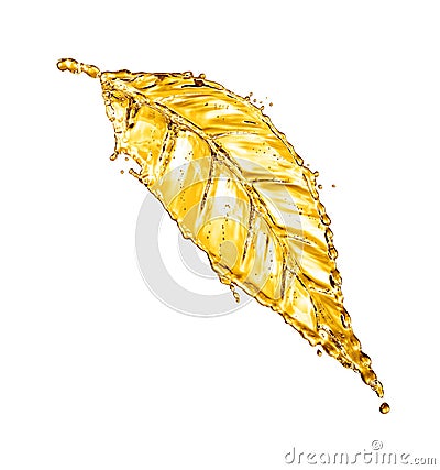 Leaf made of water splash gold color Stock Photo