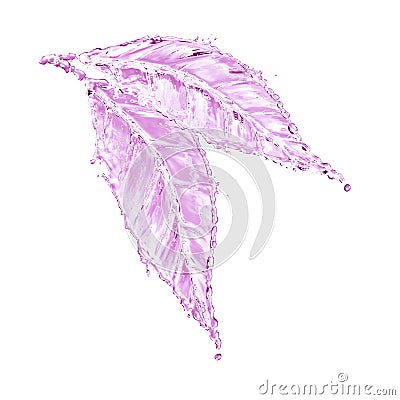 Leaf made of water splash. Pink color Stock Photo