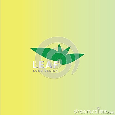 Leaf minimal logo design on green and ash color design. Stock Photo