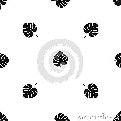 Leaf of monstera pattern seamless black Vector Illustration