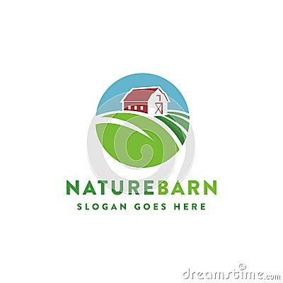 Leaf Nature farm barn logo vector illustration template Vector Illustration