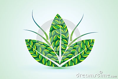 Leaf nature health lotus flower green eco plant logo Vector Illustration