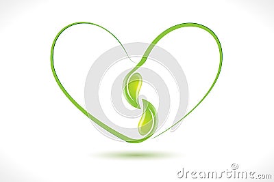 Leaf nature heart shape logo Vector Illustration