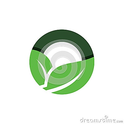 Leaf Nature Organic Circle Logo Graphic Design Vector Illustration