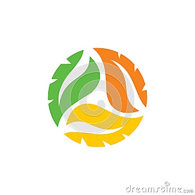 Leaf Nature Organic Circle Logo Graphic Design Vector Illustration