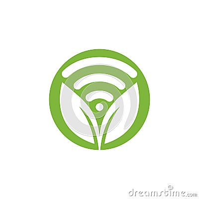 Leaf nature wifi vector logo design. Vector Illustration