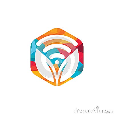 Leaf nature wifi vector logo design. Vector Illustration