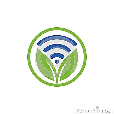 Leaf nature wifi vector logo design. Vector Illustration