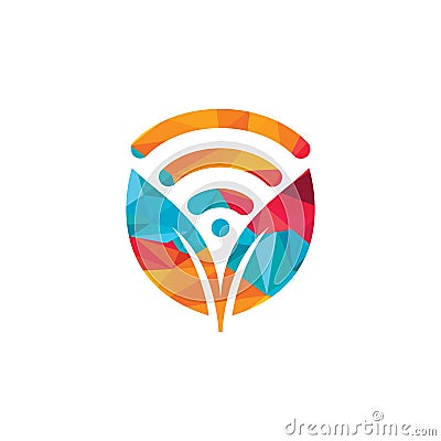 Leaf nature wifi vector logo design. Vector Illustration