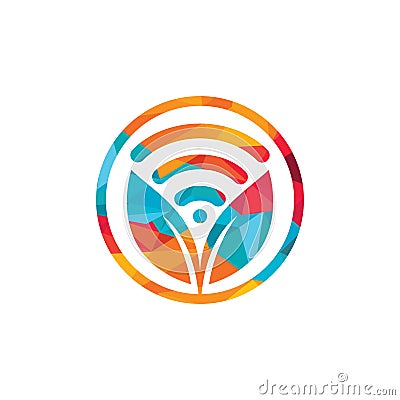 Leaf nature wifi vector logo design. Vector Illustration