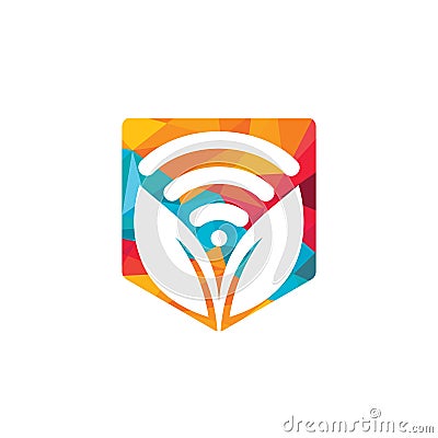 Leaf nature wifi vector logo design. Vector Illustration