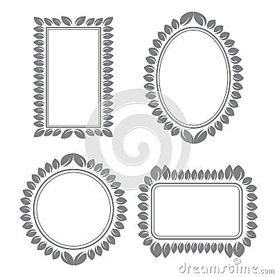 Leaf ornament frame set Vector Illustration