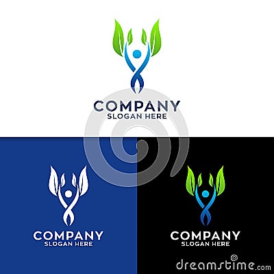 Leaf And People Health Logo Design Template Vector Illustration