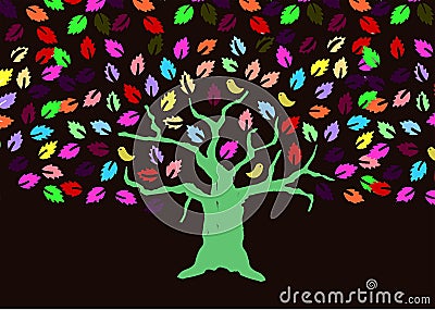 leaf petal tree pattern window colorful design Stock Photo