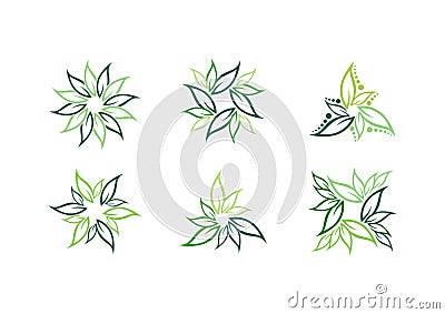 Leaf,plant,logo,ecology,green,leaves,nature symbol icon set of vector designs Vector Illustration