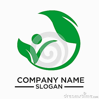 Leaf,plant,logo,ecology,people,wellness,green,leaves,nature symbol icon set of vector designs. Stock Photo