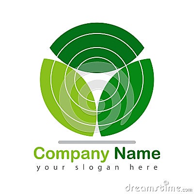 Leaf recycle logo green on white Vector Illustration