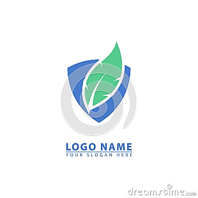 Leaf shield logo icon Vector Illustration