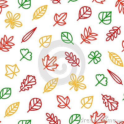 Leaf Signs Thin Line Seamless Pattern Background. Vector Vector Illustration