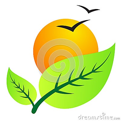 Leaf with sun Vector Illustration