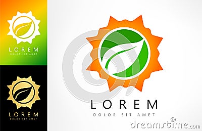 Leaf and sun logo vector Vector Illustration