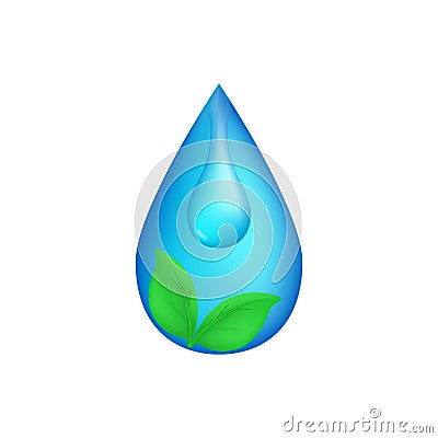 Leaf and water drop ecology icon, vector illustration Vector Illustration