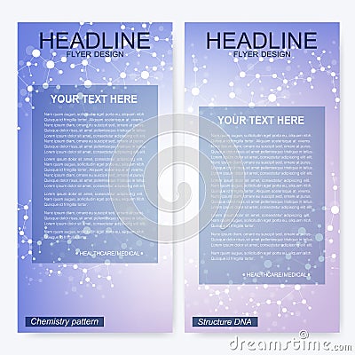 Leaflet flyer layout. Magazine cover corporate identity template. Science and technology Vector Illustration