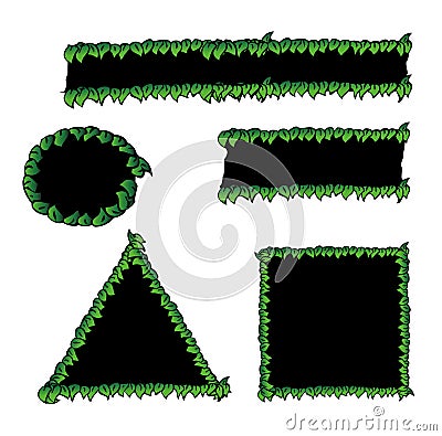 Leafs around shapes Vector Illustration