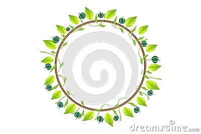 Leafs climbing plant ecology circle frame border Vector Illustration