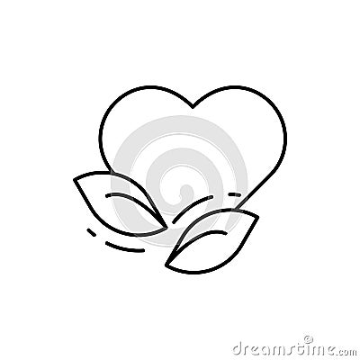 Leafs, heart, love ecology icon. Simple line, outline vector ecology icons for ui and ux, website or mobile application Stock Photo