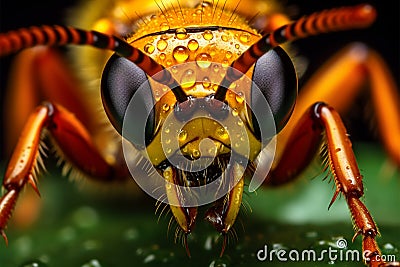 Leafy elegance macro portrait showcasing an insects delicate features Stock Photo