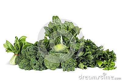 Leafy Green Vegetables Isolated Stock Photo