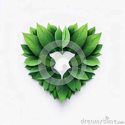 Leafy Melody, A Heart's Green Harmony, Generative AI Stock Photo